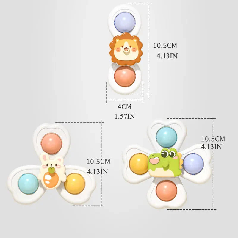 Suction Cup Spinning Cartoon Animal Spinner Toys Set