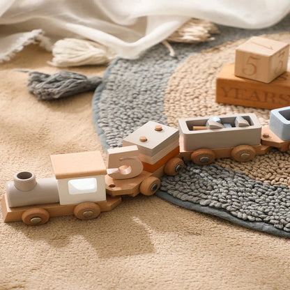 Wooden Train Birthday Toy Montessori Baby Learning