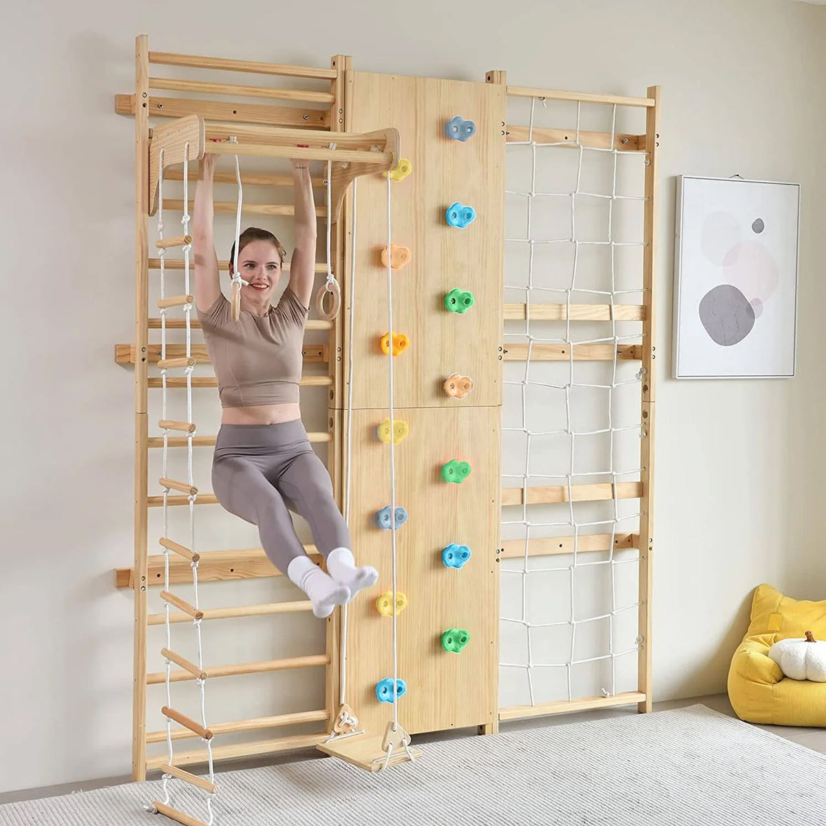 Walnut | Swedish Ladder Jungle Gym - Wall Mounted